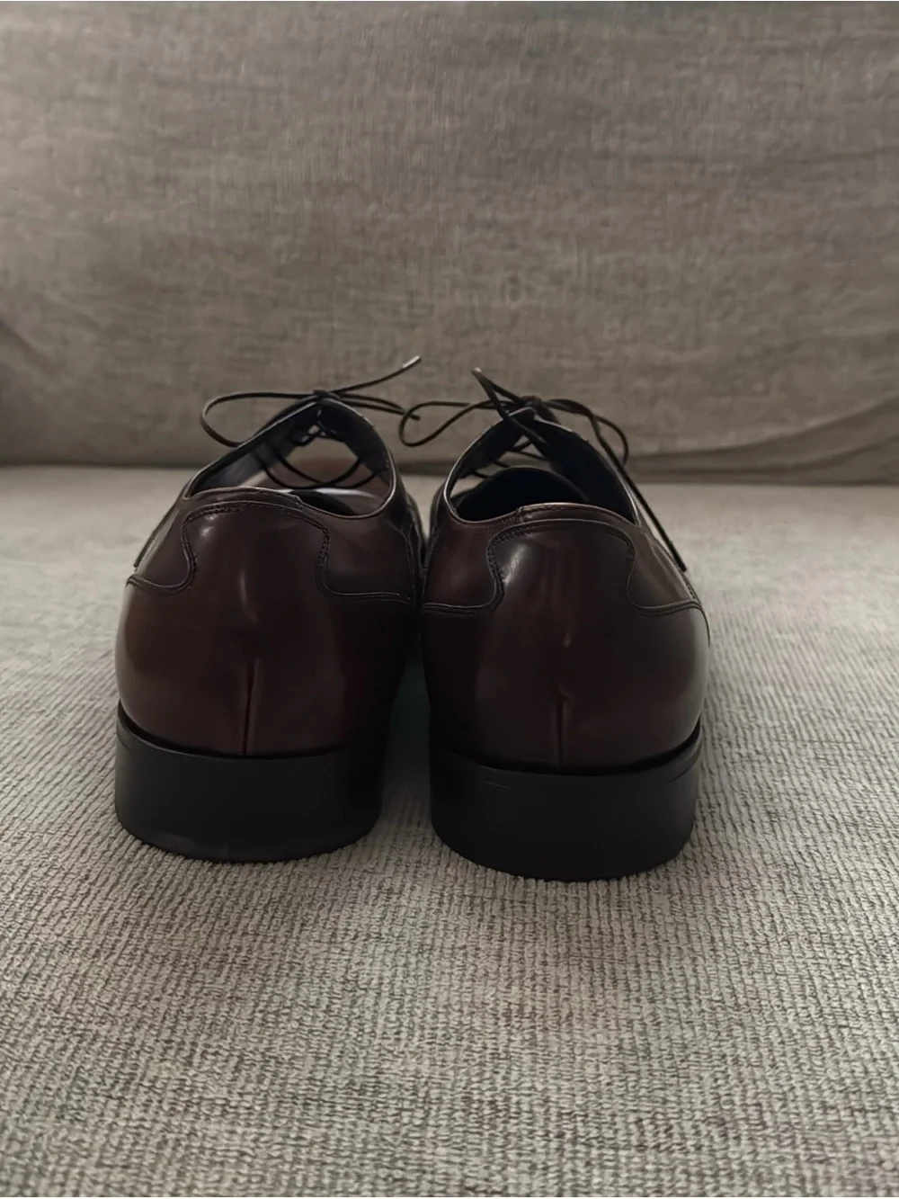 Salvatore Ferragamo Men’s Dark Brown Leather Cap-Toe Derby Shoes